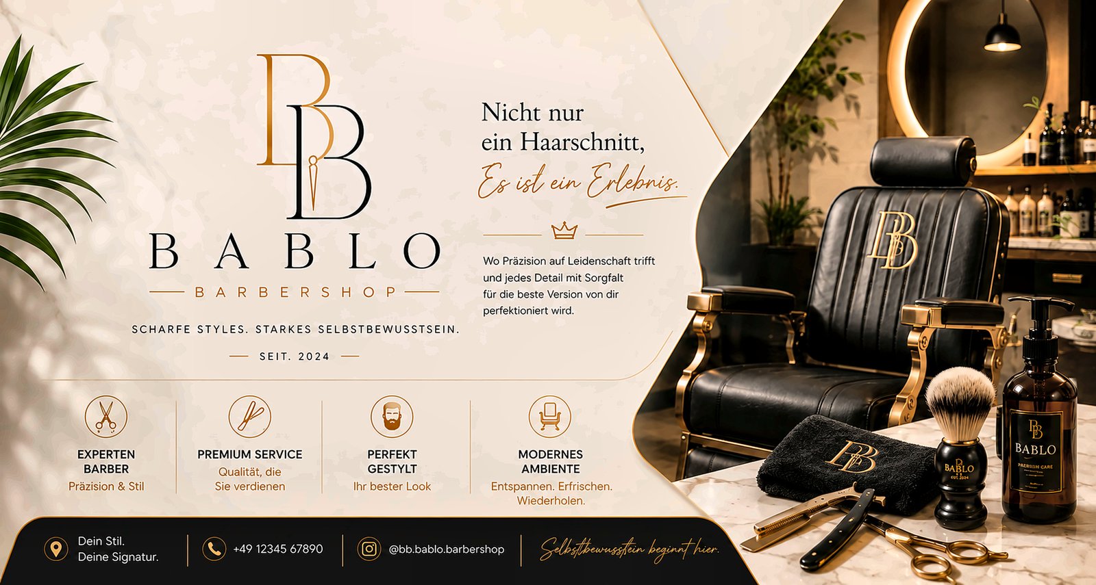 Bablo Barbershop – Nicht nur ein Haarschnitt, es ist ein Erlebnis. Experten Barber, Premium Service, perfekt gestylt, modernes Ambiente. Seit 2024.